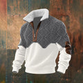 Men's Zipper Casual Suede Collar Digital Print Long Sleeve Top
