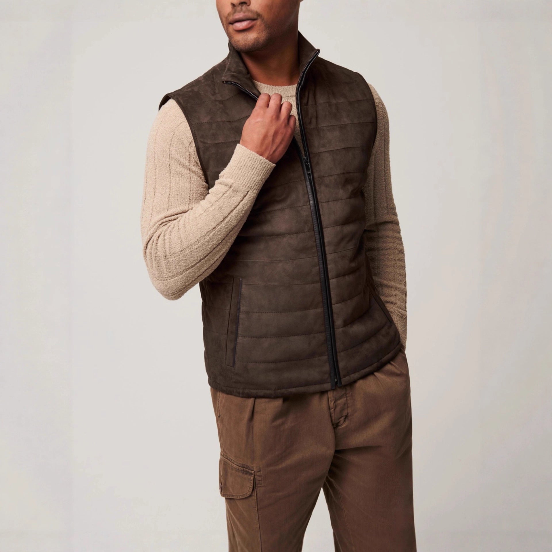 Leather Men's Horizontal Vest Jacket