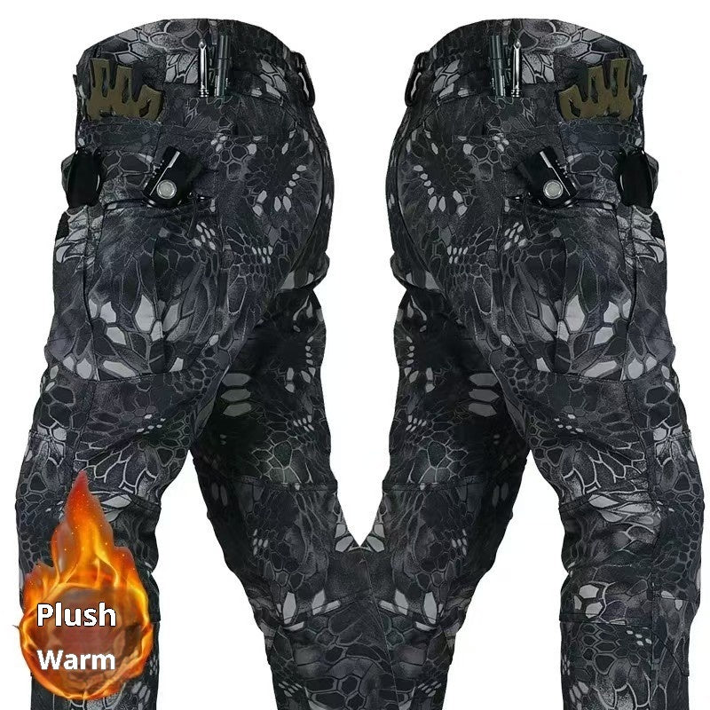 Autumn And Winter Outdoor Tactics Pants Men's Loose Large Size Plus Velvet