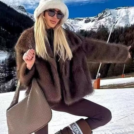 Faux Fur Coat Female Short Chic