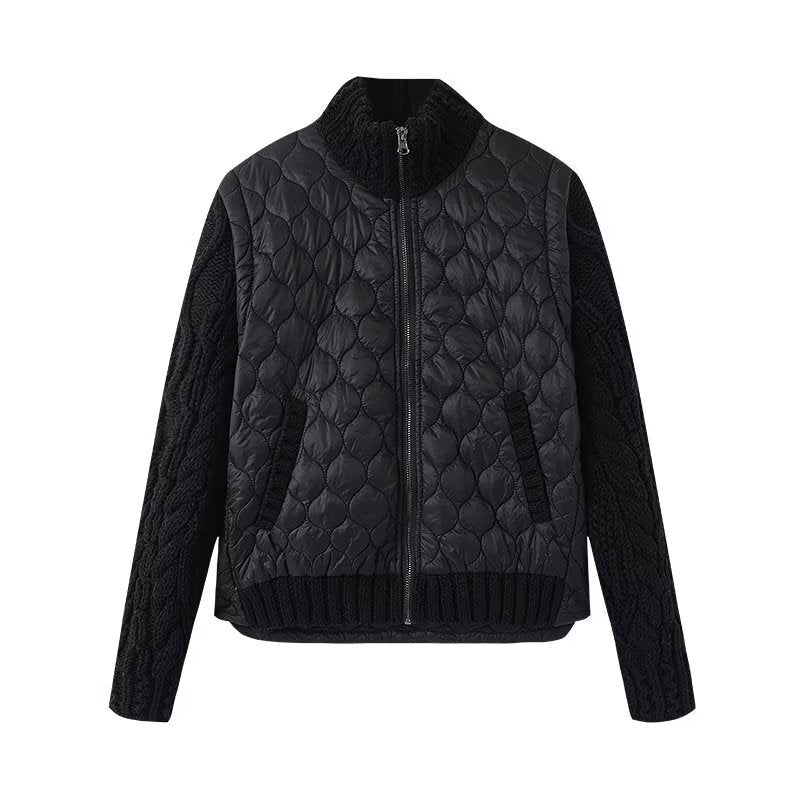 Spring New Women's Nylon Fabric Quilted Cotton Sweater Jacket Coat