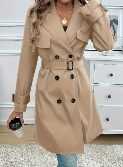 Elegant Belted Trench Coat For Women