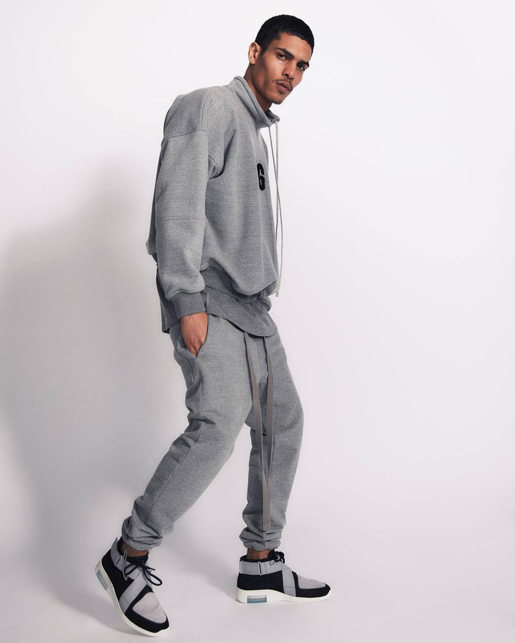 High Street Lengthened Drawstring Pants Fog Retro