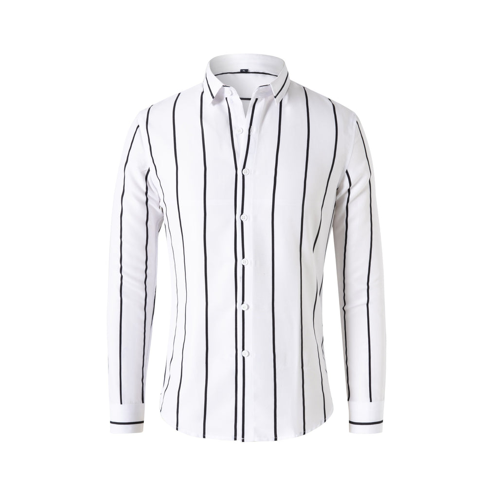 New Slim-fit Striped Shirt Men's Long Sleeve Shirt