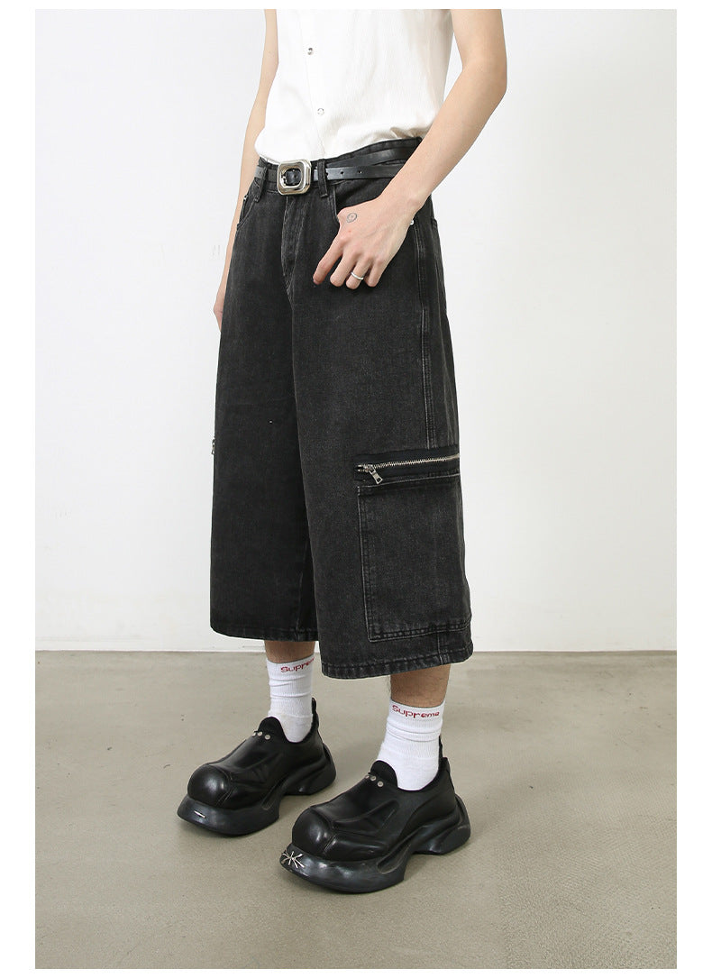 Workwear Denim Shorts New Loose Street Personalized Cropped Pants