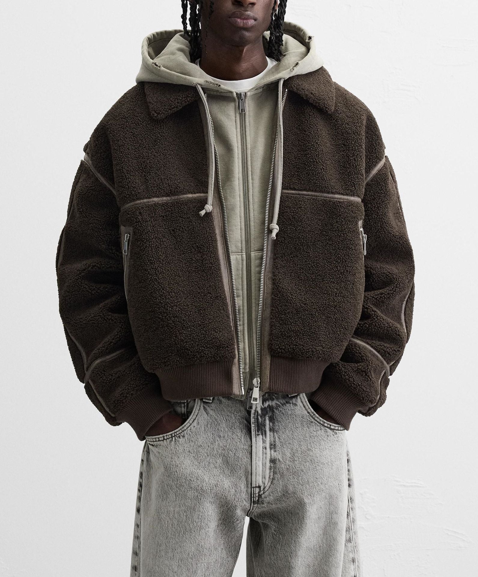 Men's Simple Lapel Fleece Jacket