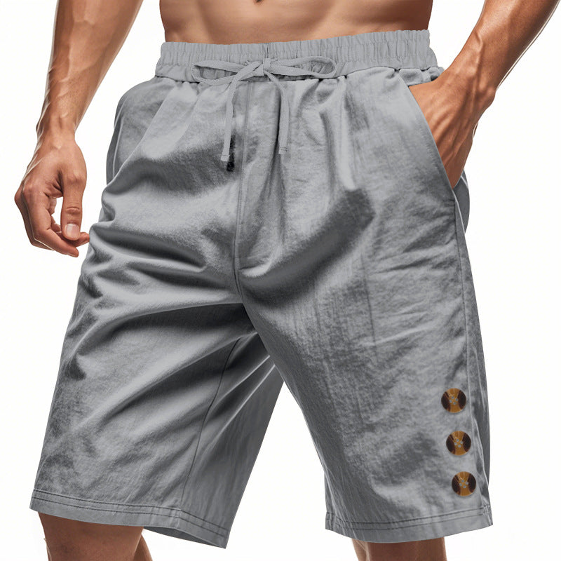 Men's Loose Linen Beach Casual Solid Color American Shorts