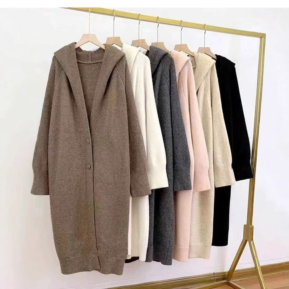 Over-the-knee Knitted Cardigan Women's Coat