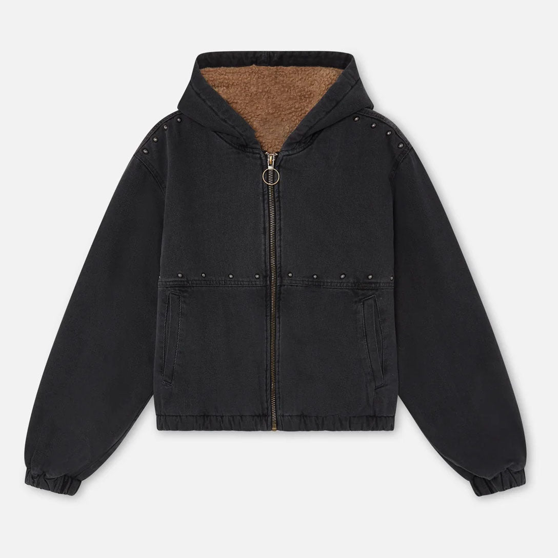 Fleece-lined Denim Jacket Fashionable Casual Hooded Sweatshirt