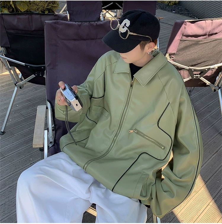 Spring And Autumn Leather Coat Men