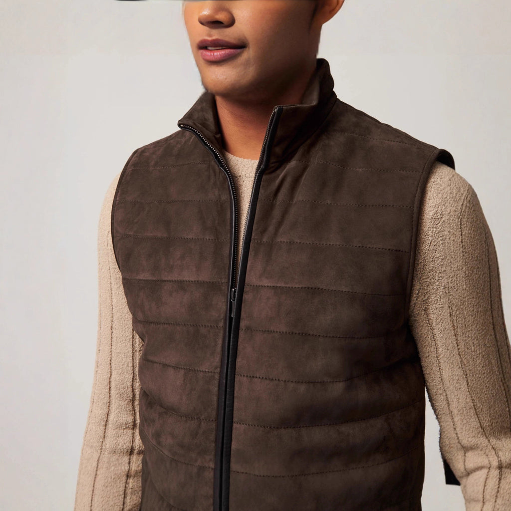 Leather Men's Horizontal Vest Jacket
