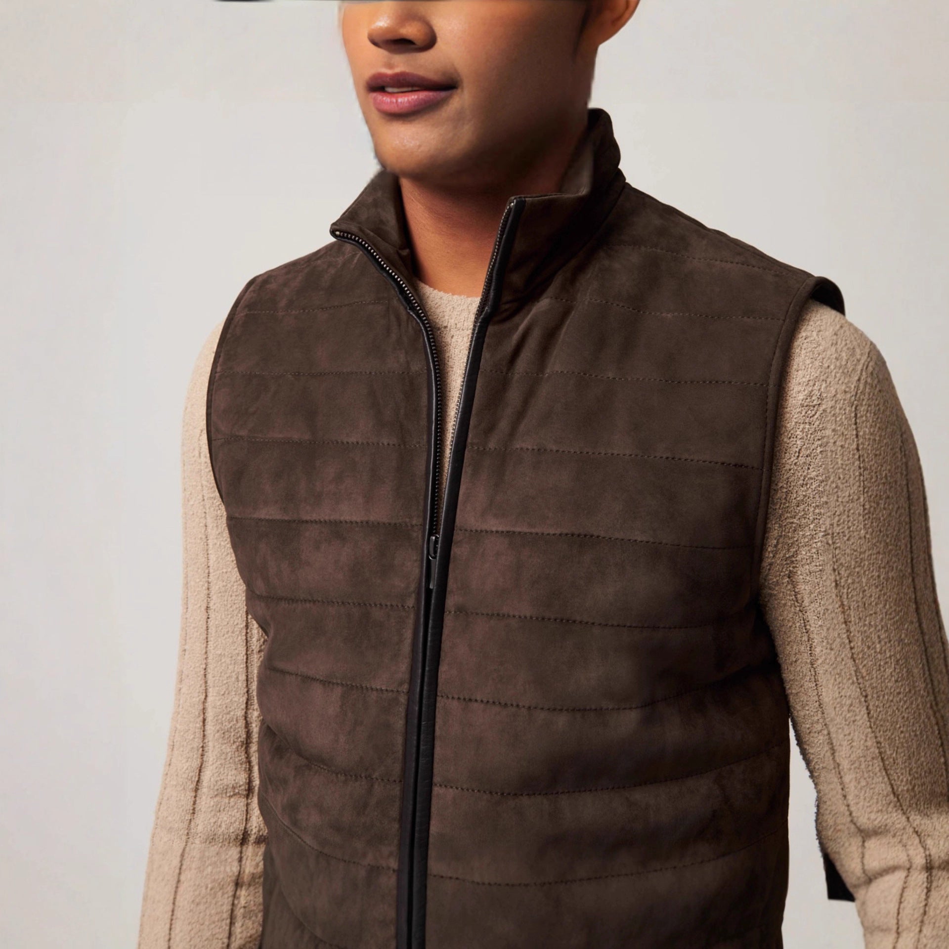 Leather Men's Horizontal Vest Jacket