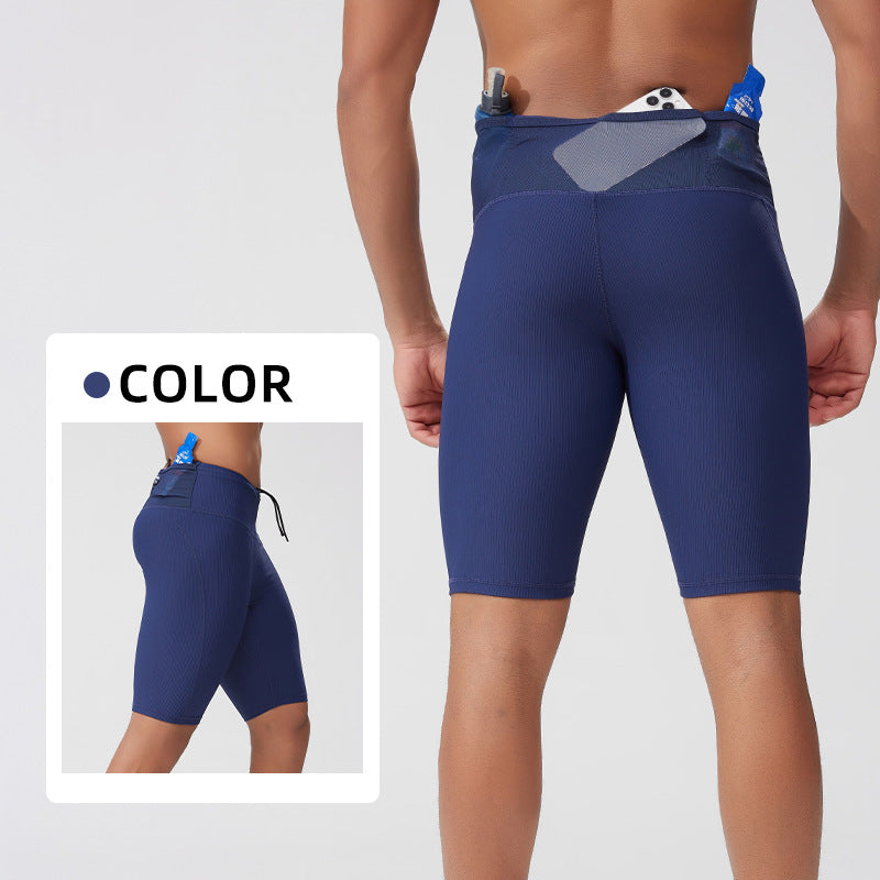 Men's And Women's Same High Elastic Multi-pocket High Waist Compression Shorts