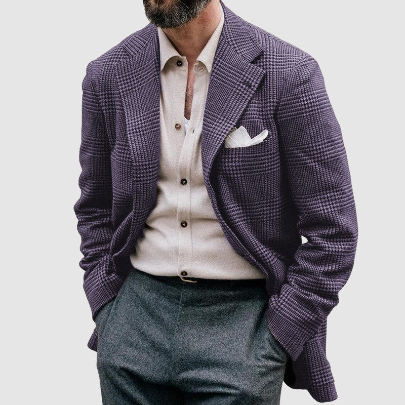 Casual Printed Double-breasted Suit Jacket For Men