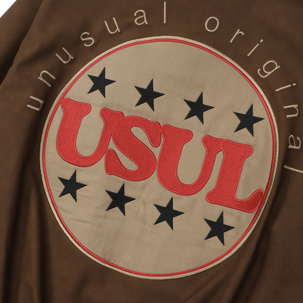 Men's Paste Cloth Embroidery Letter Coat