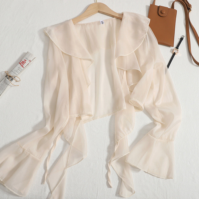 Womens Light Weight Summer Ruffled Wrap-style Shawl Or Outerwear