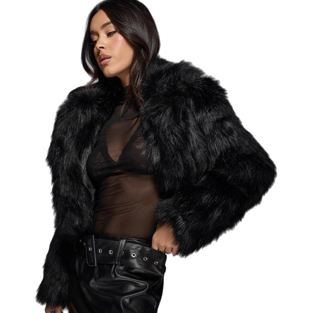 Fox Fur Thick Warm Long Sleeves Short Coat