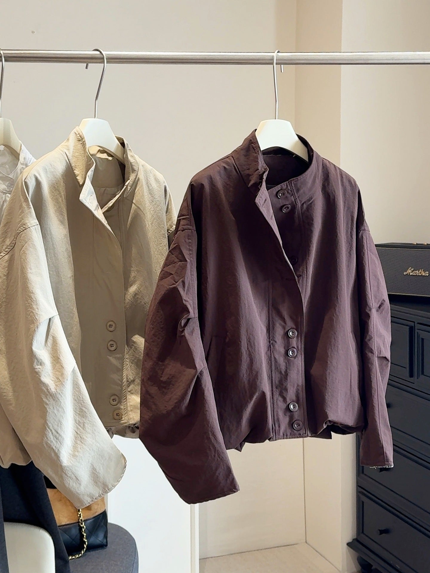 Korean-style Loose Workwear Jacket With Stand-up Collar For Men