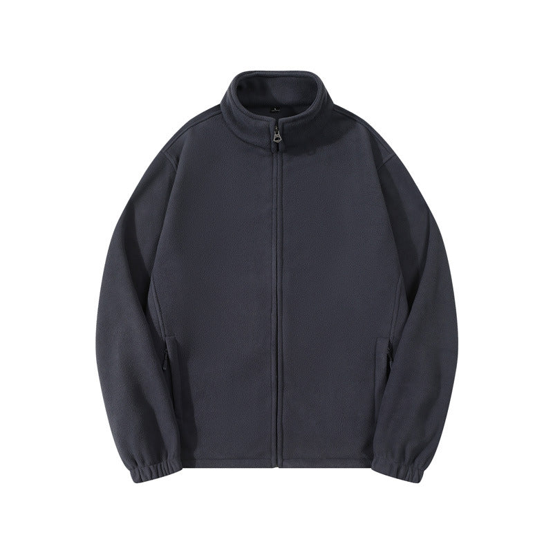 Autumn And Winter Double-sided Fleece Stand-up Collar Zipper Sweatshirt For Men