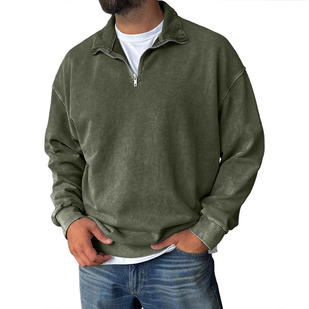 New Stand Collar Loose Drop Shoulder Men's Sweatshirt