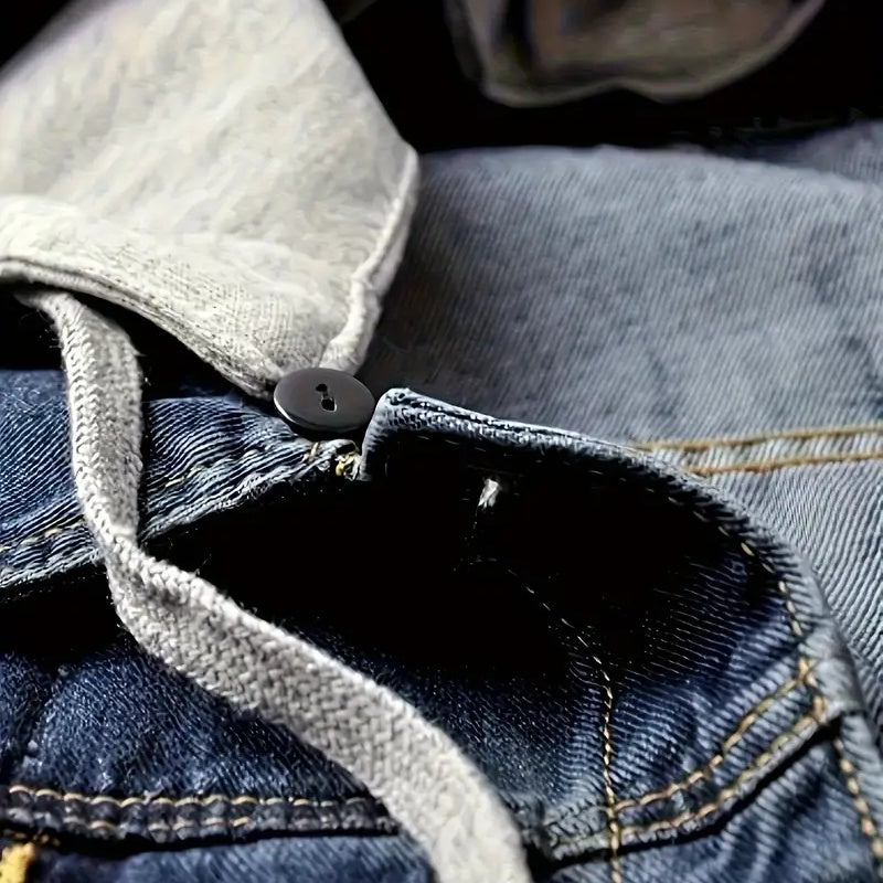 Plus Size Women's Denim Short Jacket, Hooded Cropped Zip-Up Coat With Pockets For Street Style Layering