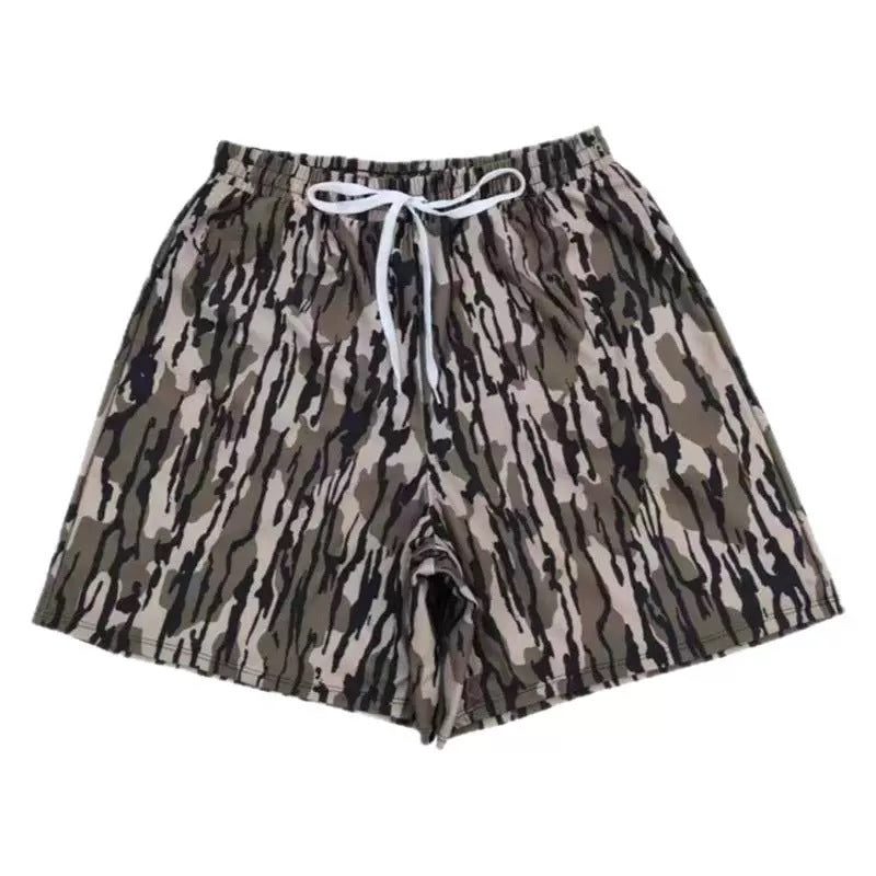 Men's Loose-Fit Beach Shorts With Digital Camouflage Print
