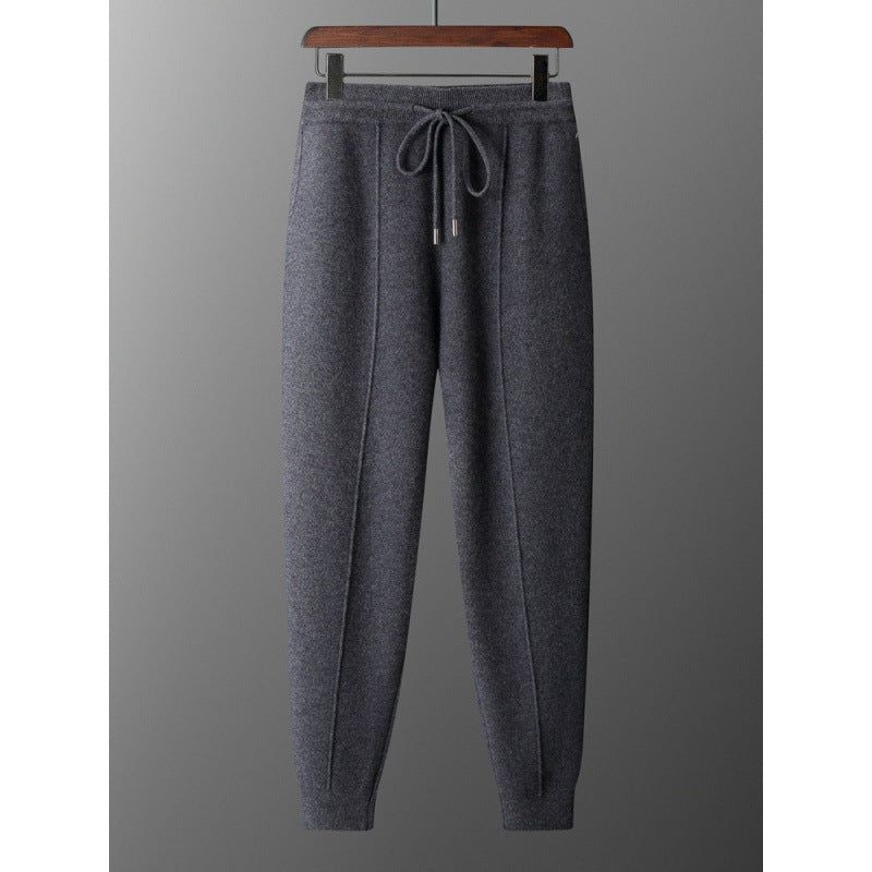 Men's Wool Mid-Seam Knitted Warm Cuffed Pants For Spring And Autumn Business Casual Wear