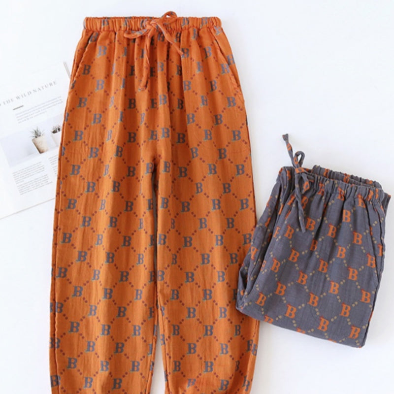 Vintage Jacquard Cotton Men's Yarn-dyed Pajama Pants