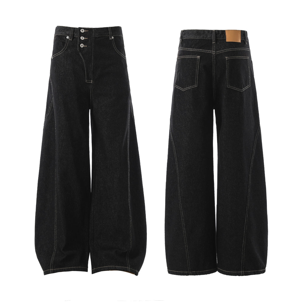 Irregular Design Men's Loose Curved Jeans