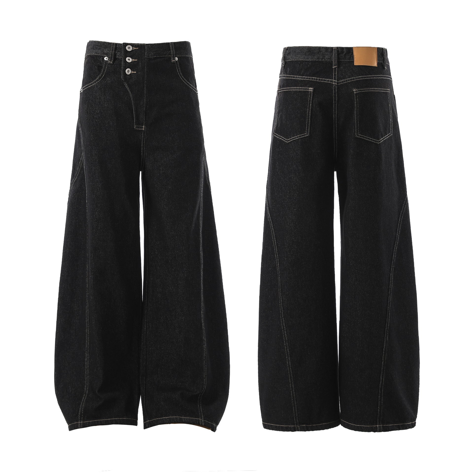 Irregular Design Men's Loose Curved Jeans