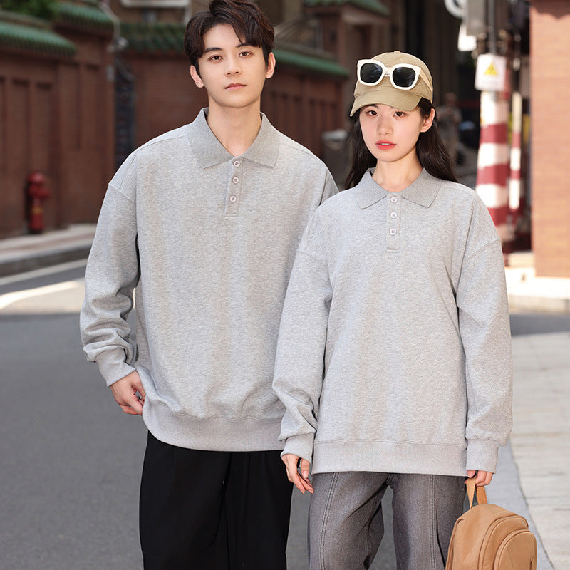 Loose-fit Lapel-collar Drop-shoulder Hoodie Without A Hood