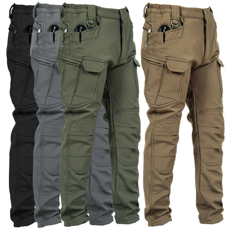 Outdoor Technical Trousers Men's Soft Shell Tactical Pants Fleece Warm Leisure