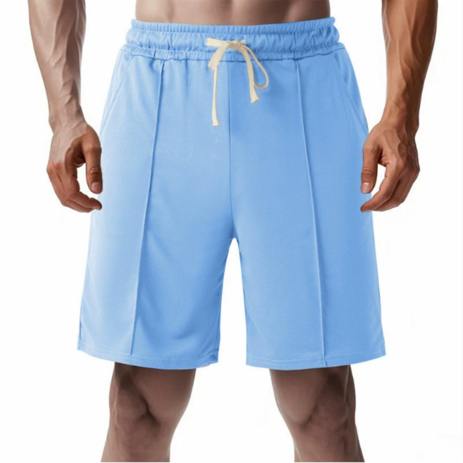 Men's Casual Sport Ribbed Solid Color Shorts