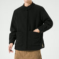 Men's Hanfu Stand Collar Buckle Corduroy Fleece Warm Jacket