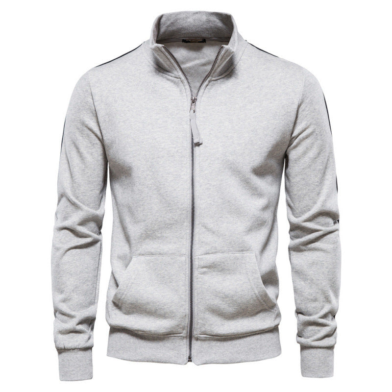 Men's Stand Collar Long-sleeve Zipper Sweatshirt