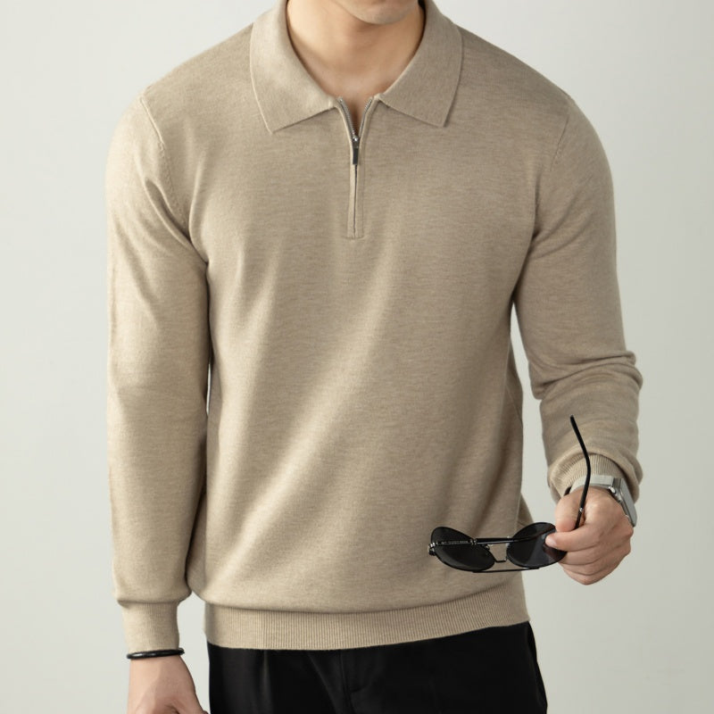 Men's Business Half-Zip Polo Collar Knitted Sweater