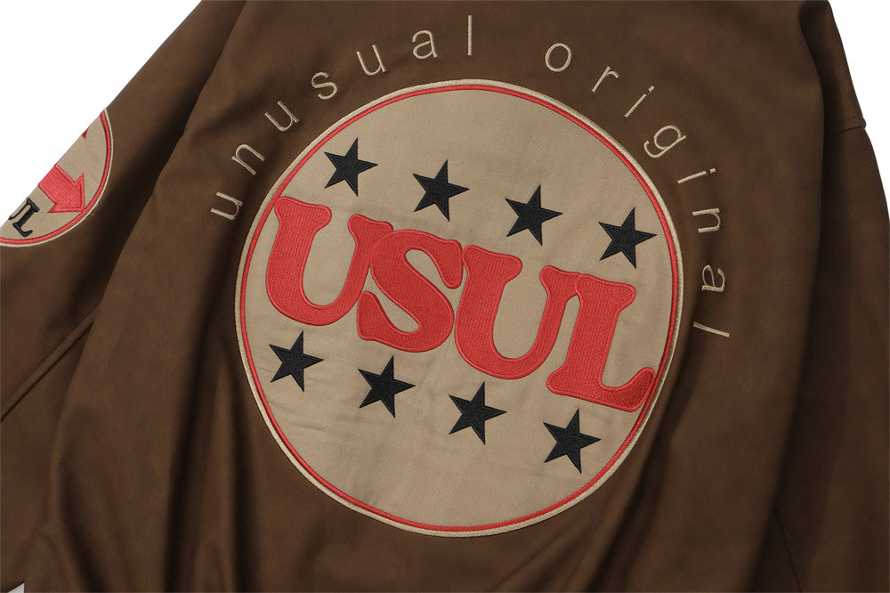 Men's Paste Cloth Embroidery Letter Coat