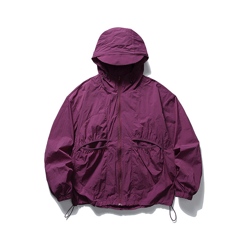 Outdoor Sun Protection Ice Silk Hooded Wind Shield Neutral Loose Coat