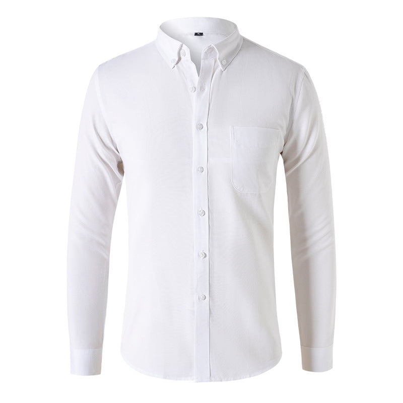 Japanese Retro Men's Long-sleeved Casual Solid Color Shirt