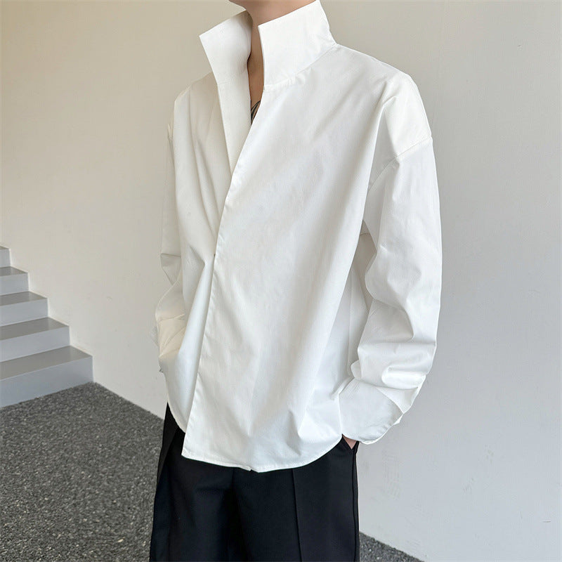 Design Sense Stand Collar Stiff Shirt Jacket