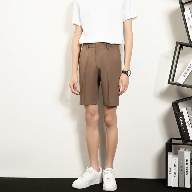 Men's Slim-fit Casual White Straight-leg Shorts