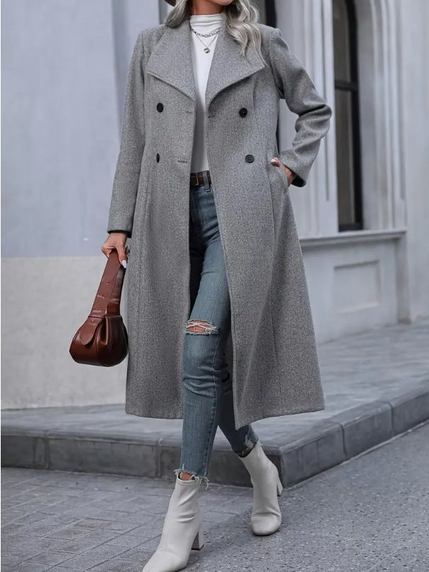 Woolen Long Slim-fit Women's Coat