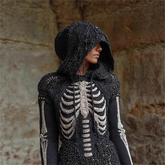 European And American Style Hooded Knitted Sweater Coat