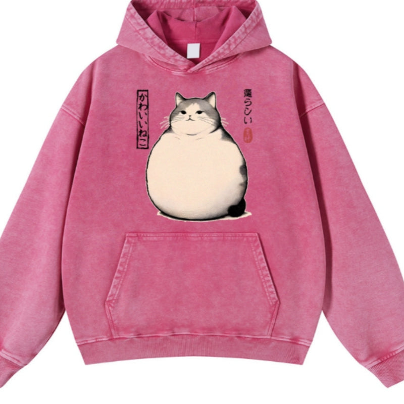 Heavyweight Washed-and-distressed Hooded Crewneck Jacket