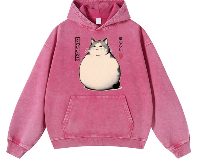 Heavyweight Washed-and-distressed Hooded Crewneck Jacket