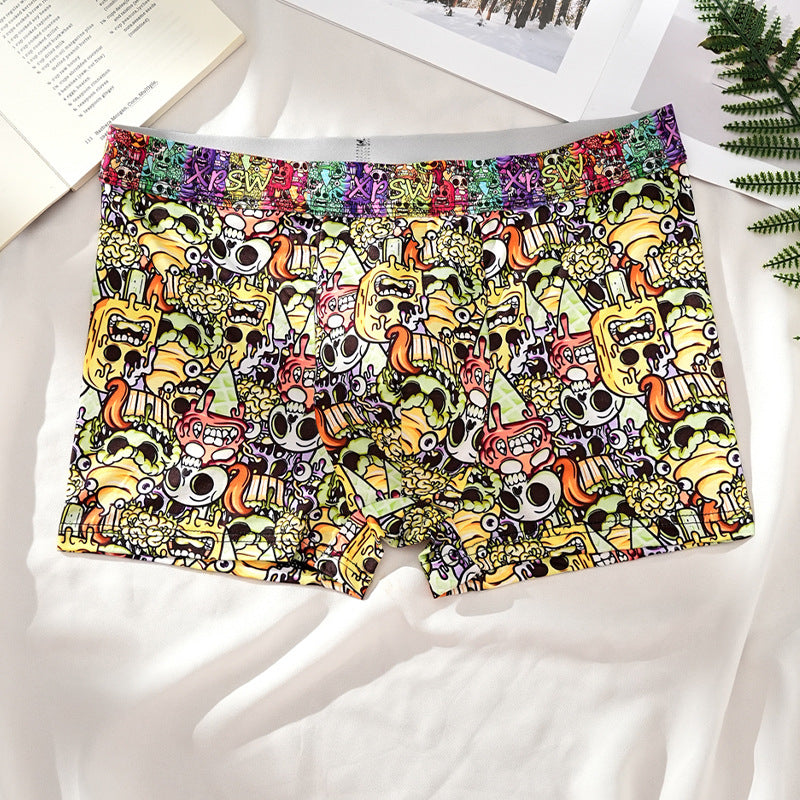 Men's Printed Skull Breathable Boxer Shorts
