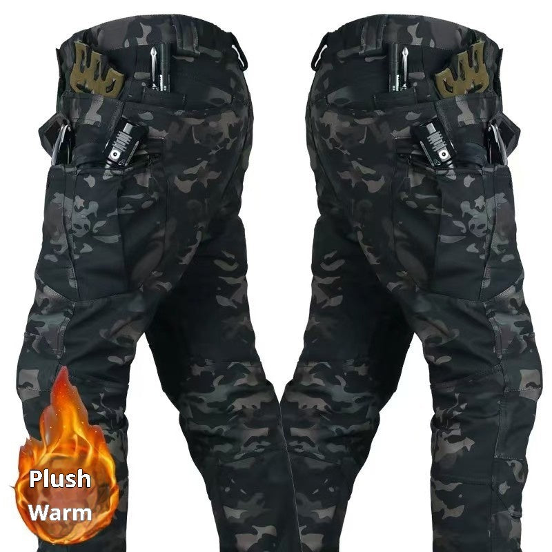 Autumn And Winter Outdoor Tactics Pants Men's Loose Large Size Plus Velvet