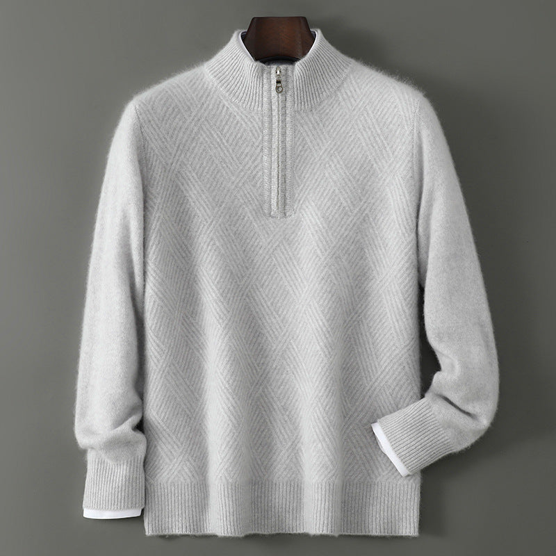 Half Turtleneck Zipper Design Pure Wool Knit Bottoming Shirt