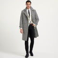 Men's Mid-length Double-breasted Tweed Overcoat