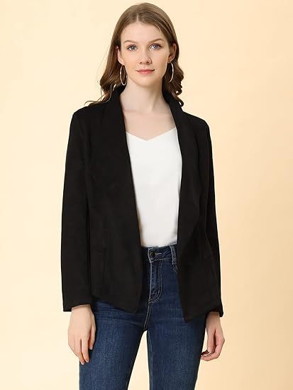 Casual Suede Lapel Long Sleeve Short Coat For Women